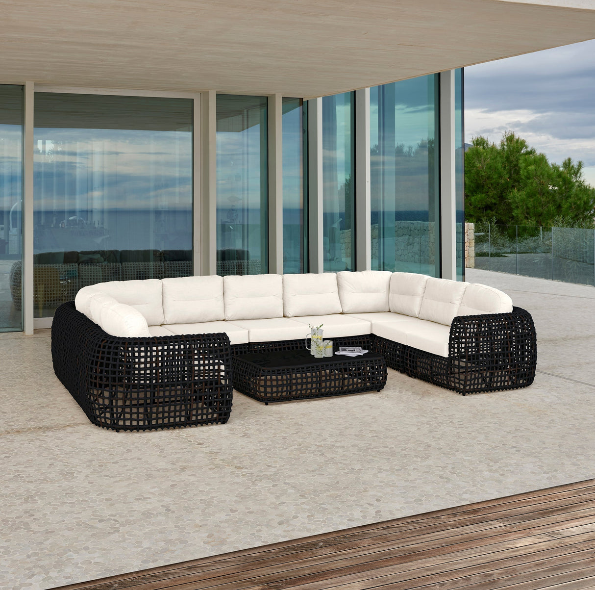 Black Mushroom Dynasty Center with Sunbrella Cushion - Viva Alfresco