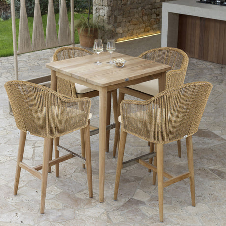 Calixto Square Teak Pub Table - Viva Alfresco