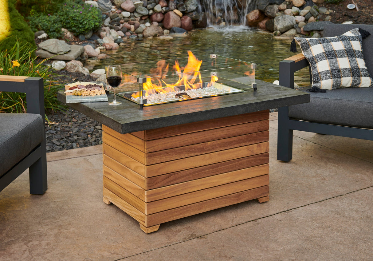 Darien Rectangular Gas Fire Pit Table 42" - Viva Alfresco