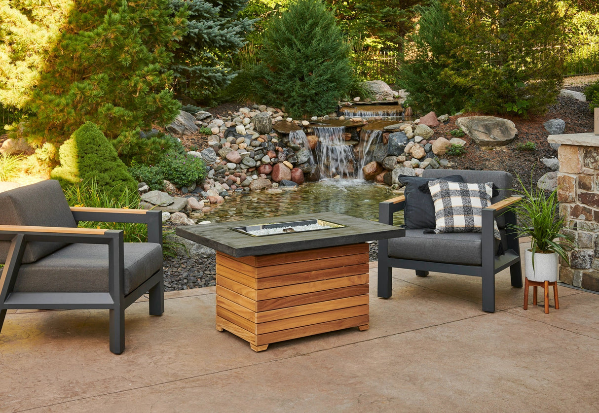 Darien Rectangular Gas Fire Pit Table 42" - Viva Alfresco