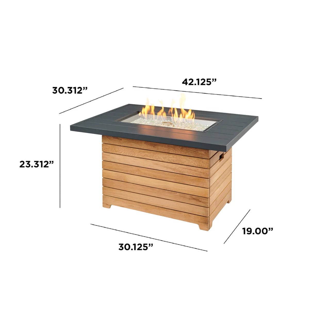 Darien Rectangular Gas Fire Pit Table 42" - Viva Alfresco