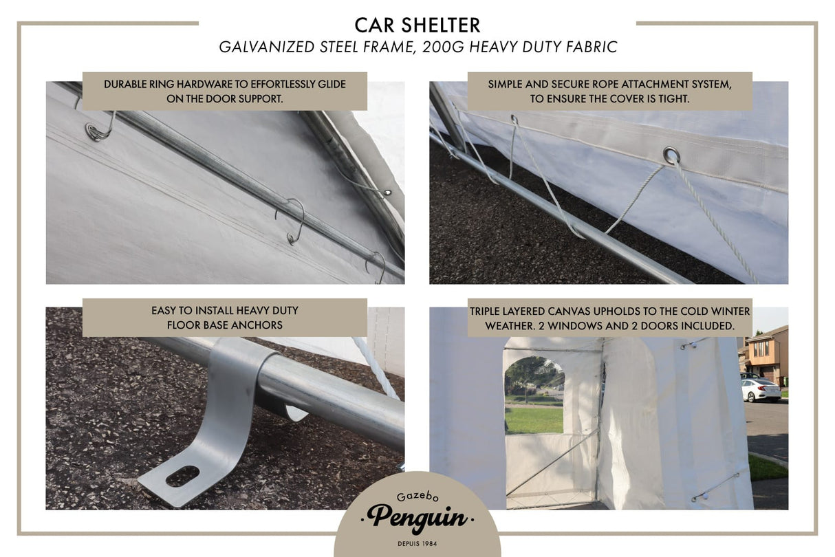 Deluxe Double Car Shelter 20′ x 20′ - Viva Alfresco