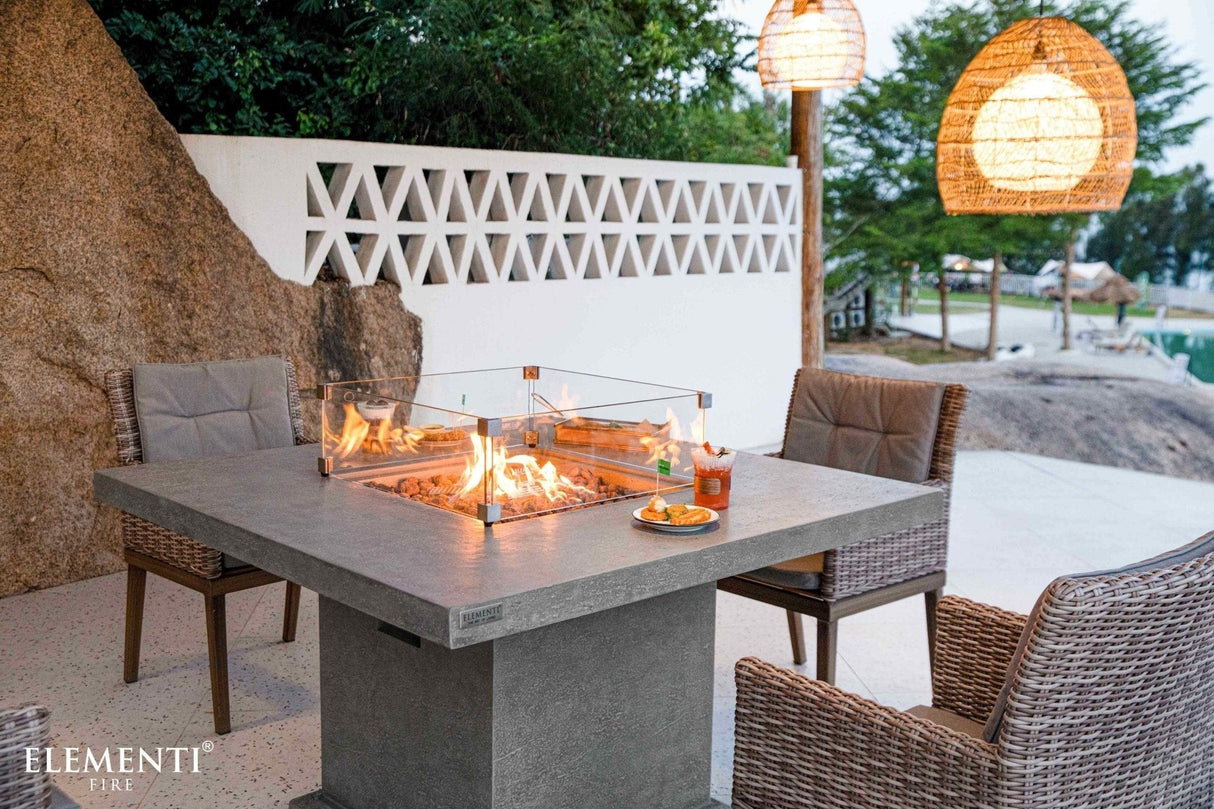 Elementi Birmingham Fire Pit Dining Table - Light Gray - Viva Alfresco