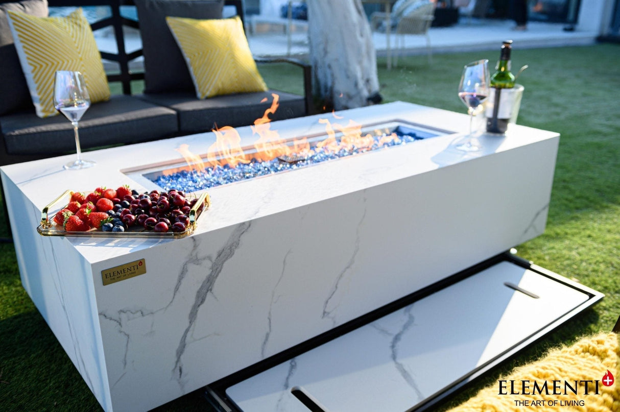 Elementi Carrara & Varna Porcelain Fire Table - Viva Alfresco