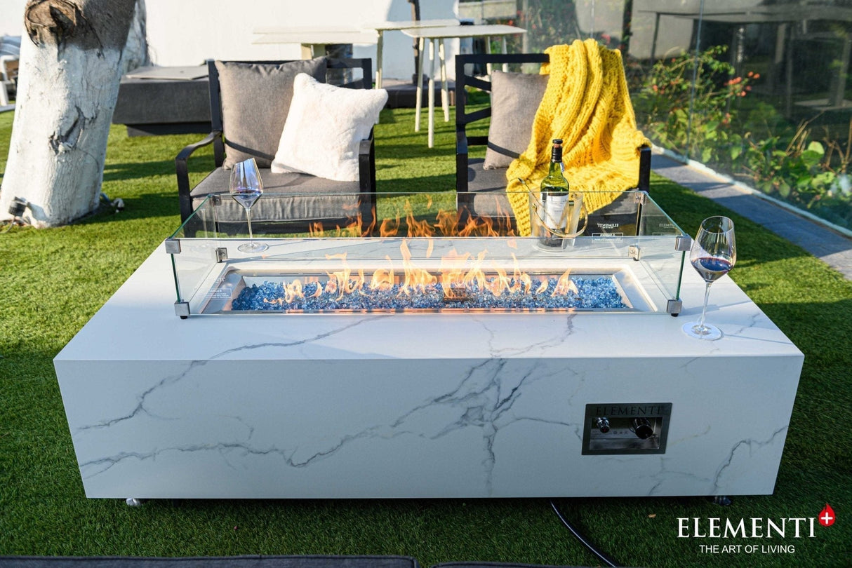 Elementi Carrara & Varna Porcelain Fire Table - Viva Alfresco