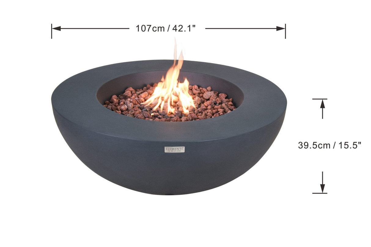 Elementi Lunar Bowl Fire Table - Dark Gray - Viva Alfresco