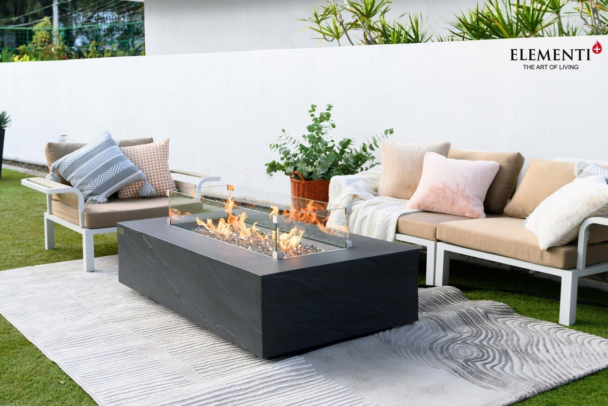 Elementi Meteora, Cape Town, and Colorado Rectangle Sandstone Fire Table - Viva Alfresco