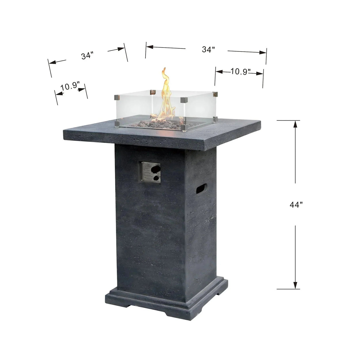 Elementi Montreal Propane Fire Pit Bar Table - Dark Gray - Viva Alfresco