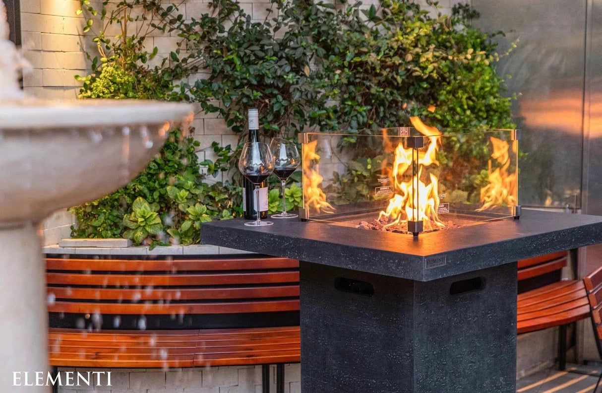 Elementi Montreal Propane Fire Pit Bar Table - Dark Gray - Viva Alfresco