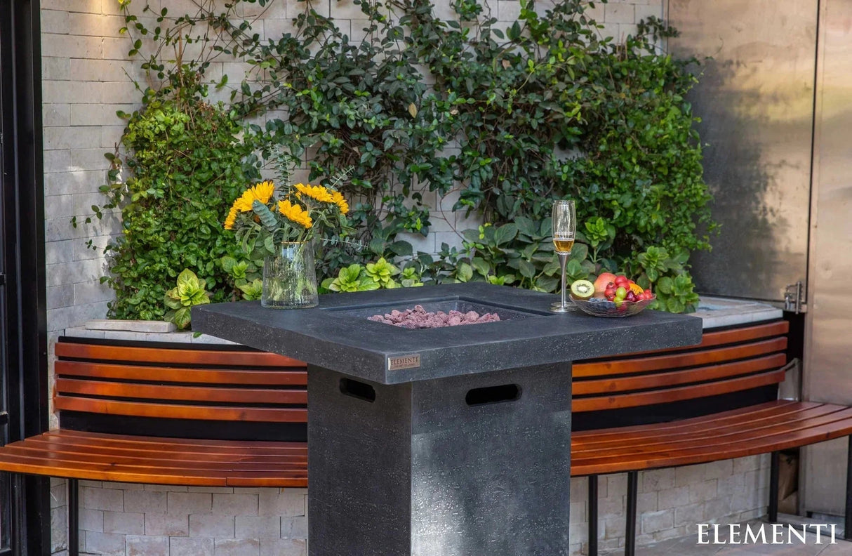 Elementi Montreal Propane Fire Pit Bar Table - Dark Gray - Viva Alfresco