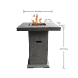 Elementi Montreal Propane Fire Pit Bar Table - Light Gray - Viva Alfresco