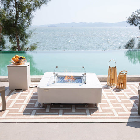 Elementi Plus Annecy Marble Porcelain Fire Table - Viva Alfresco