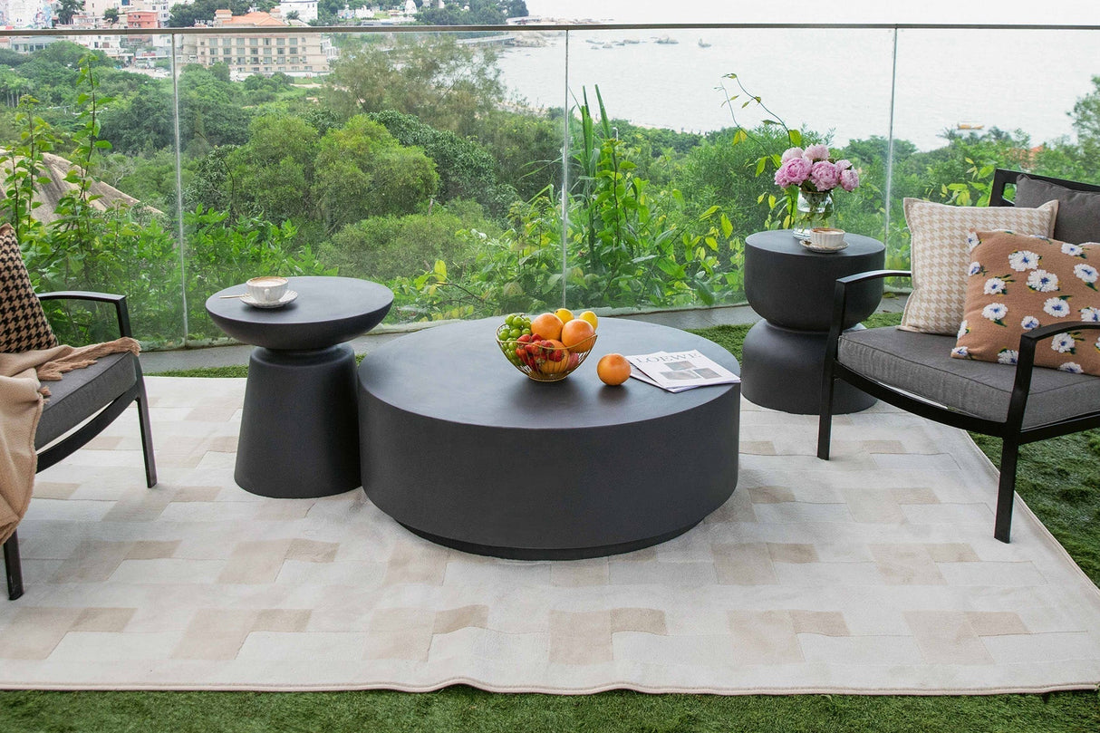 Elementi Rome 40" Round Concrete Coffee Table - Viva Alfresco