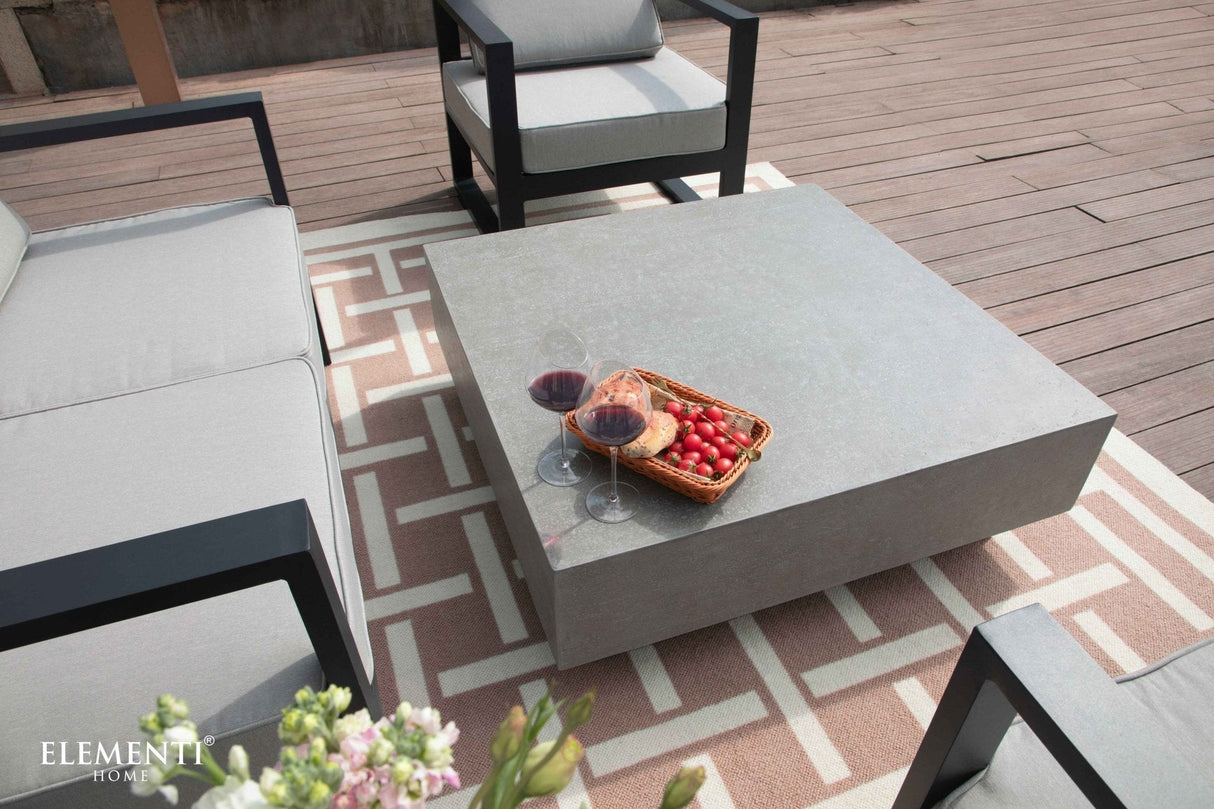 Elementi Tevere 40“ Square Concrete Coffee Table Large - Viva Alfresco