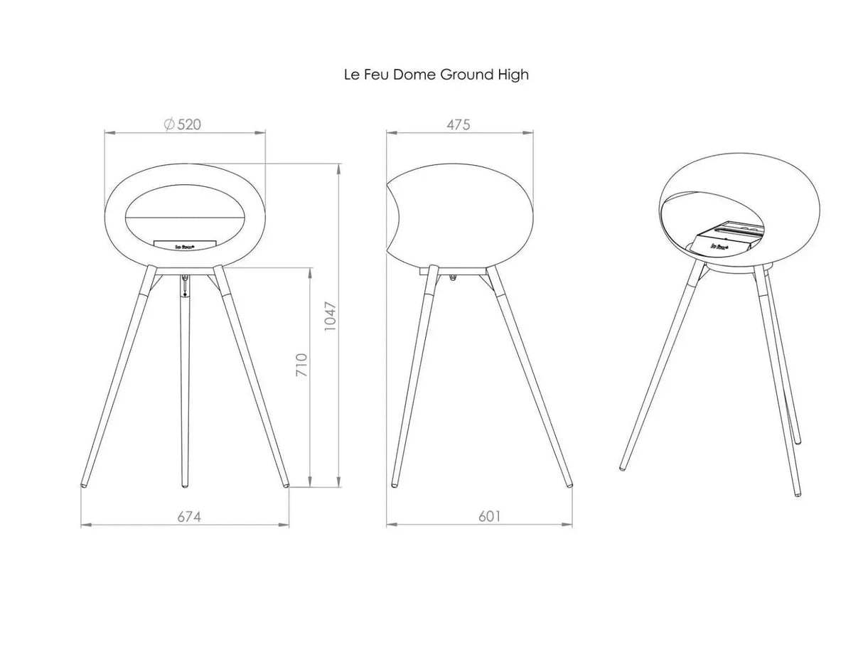 Le Feu - Dome Black Ground Wood High - Fireplace - Viva Alfresco