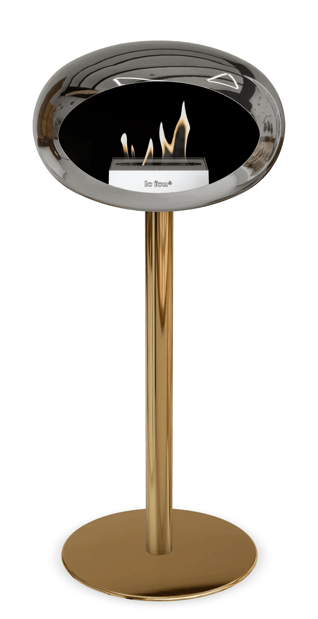 Le Feu - Dome Chromed Silver Ground Steel High Pole - Fireplace - Viva Alfresco