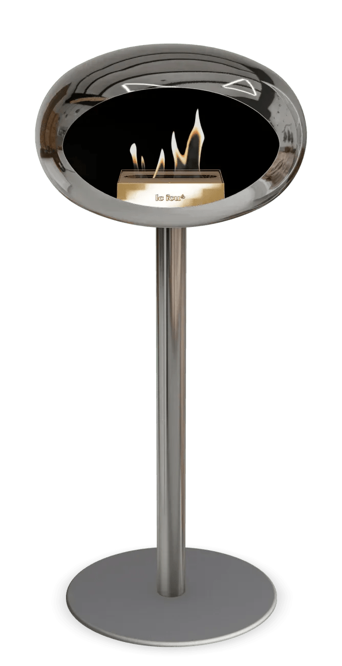 Le Feu - Dome Chromed Silver Ground Steel High Pole - Fireplace - Viva Alfresco