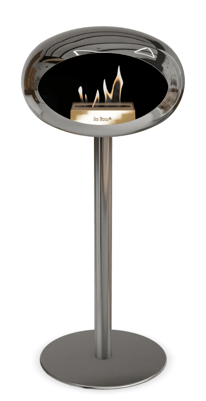 Le Feu - Dome Chromed Silver Ground Steel High Pole - Fireplace - Viva Alfresco