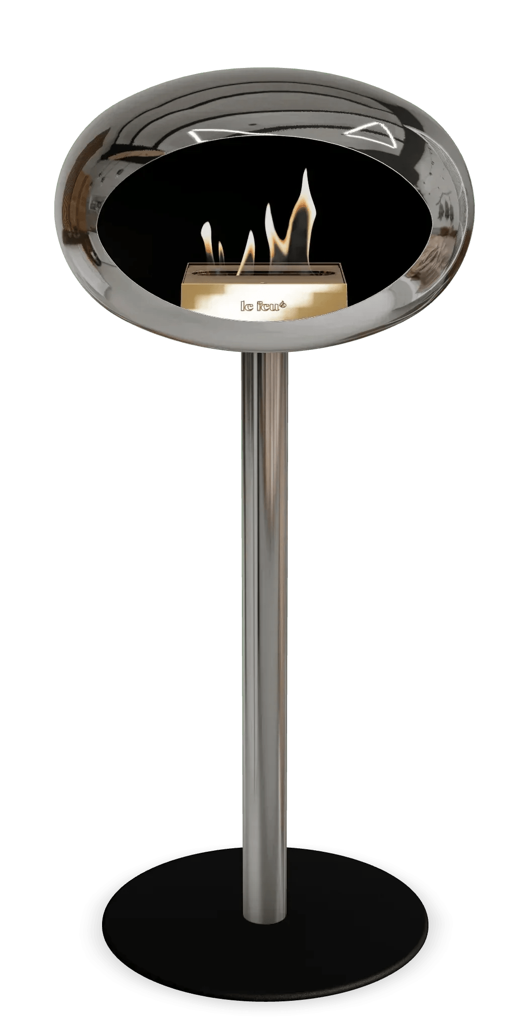 Le Feu - Dome Chromed Silver Ground Steel High Pole - Fireplace - Viva Alfresco