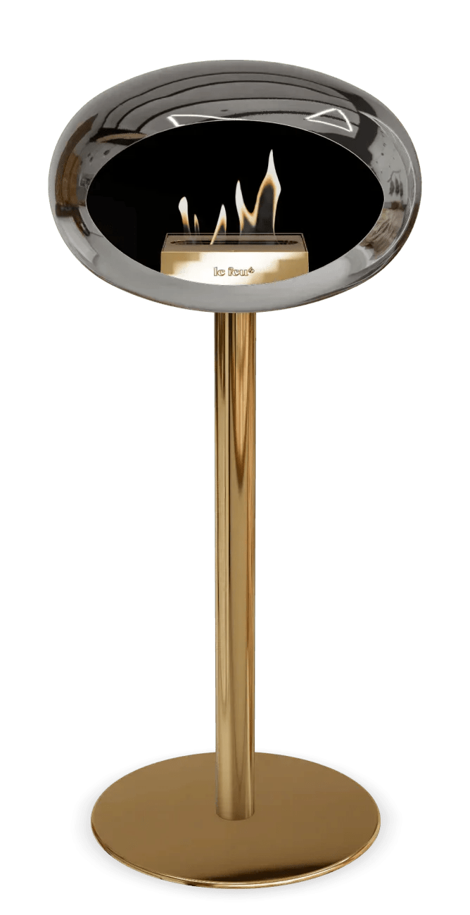 Le Feu - Dome Chromed Silver Ground Steel High Pole - Fireplace - Viva Alfresco