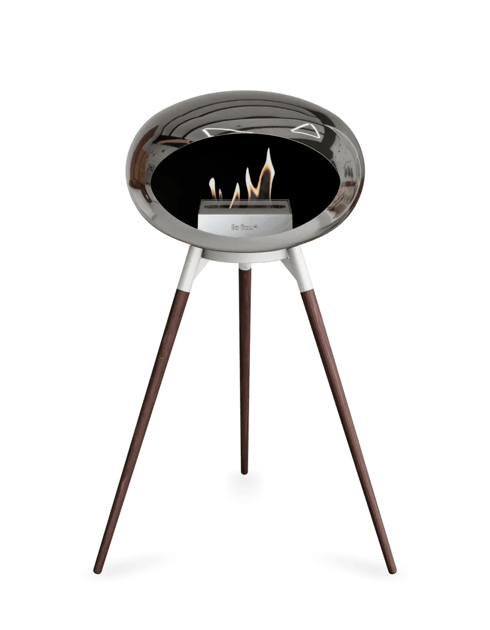 Le Feu - Dome Chromed Silver Ground Wood High - Fireplace - Viva Alfresco