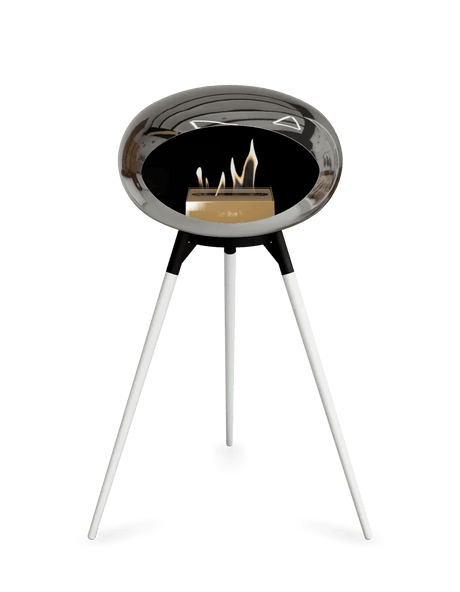 Le Feu - Dome Chromed Silver Ground Wood High - Fireplace - Viva Alfresco