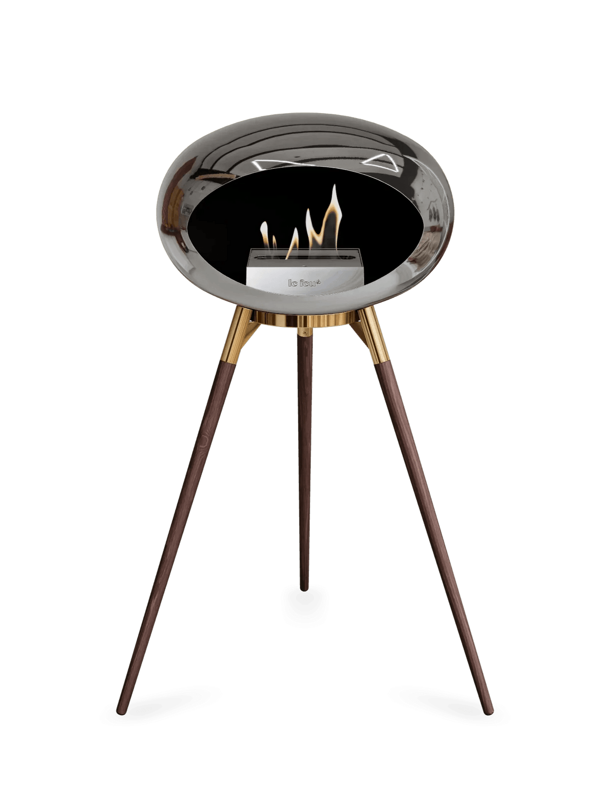 Le Feu - Dome Chromed Silver Ground Wood High - Fireplace - Viva Alfresco