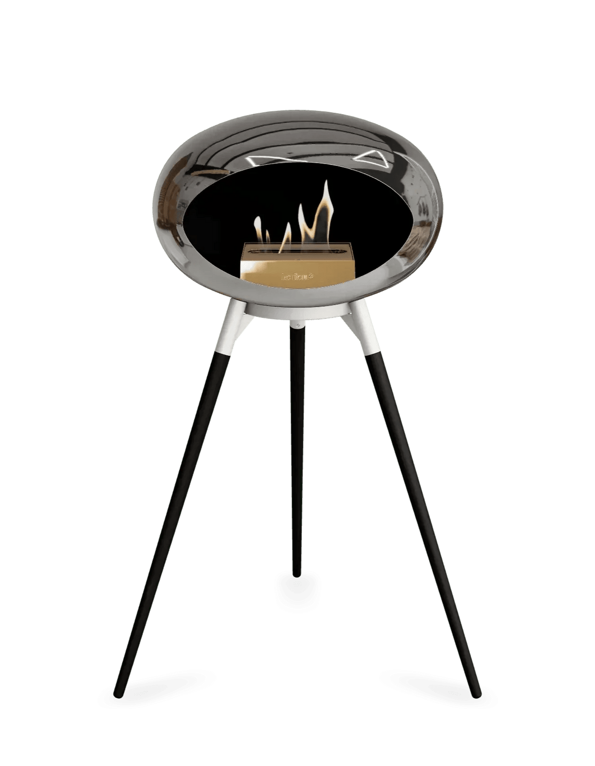 Le Feu - Dome Chromed Silver Ground Wood High - Fireplace - Viva Alfresco