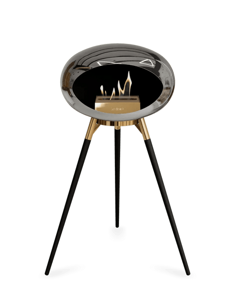 Le Feu - Dome Chromed Silver Ground Wood High - Fireplace - Viva Alfresco