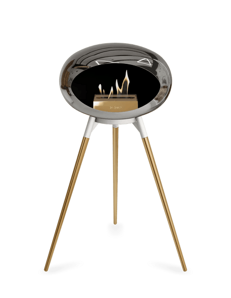 Le Feu - Dome Chromed Silver Ground Wood High - Fireplace - Viva Alfresco