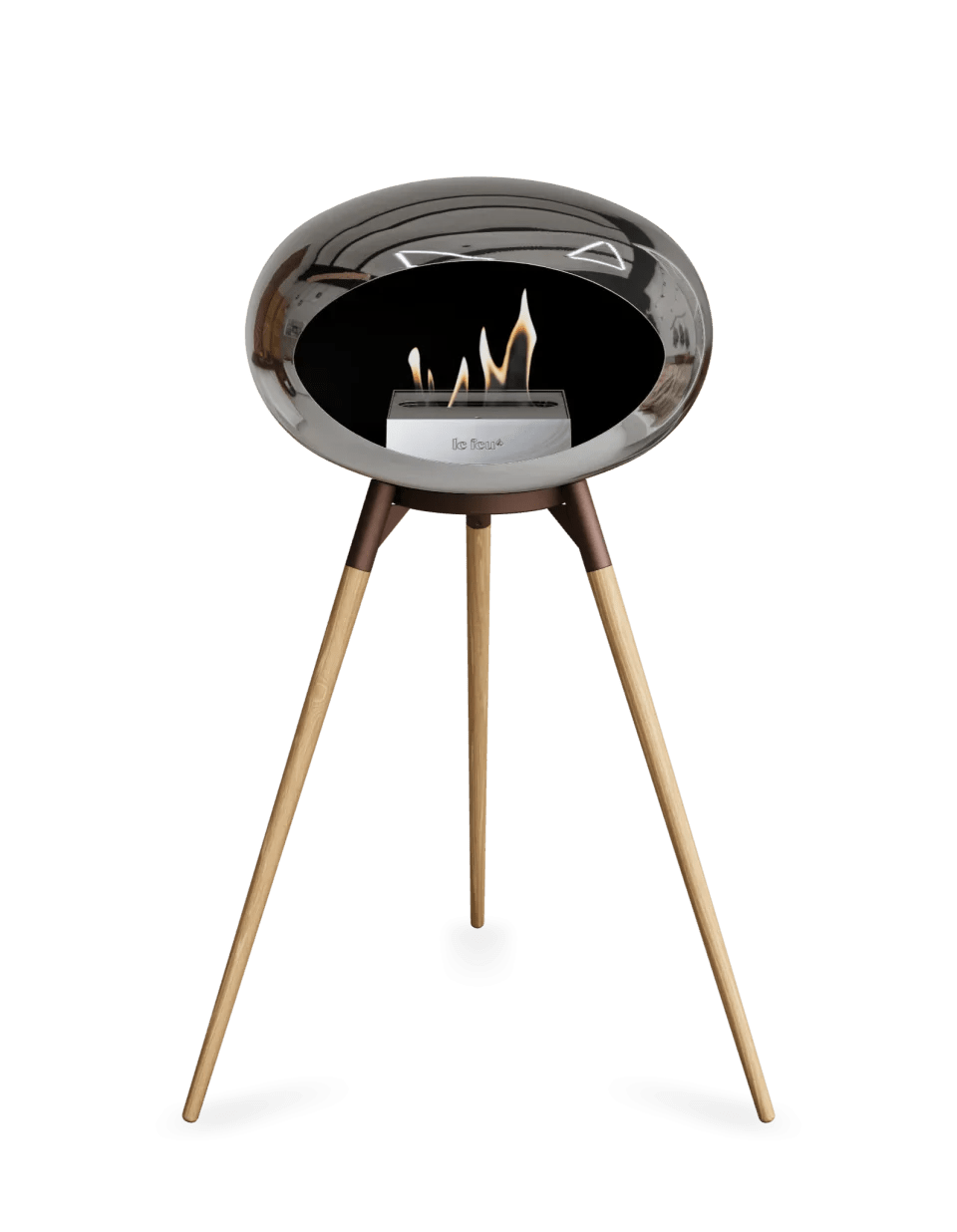 Le Feu - Dome Chromed Silver Ground Wood High - Fireplace - Viva Alfresco