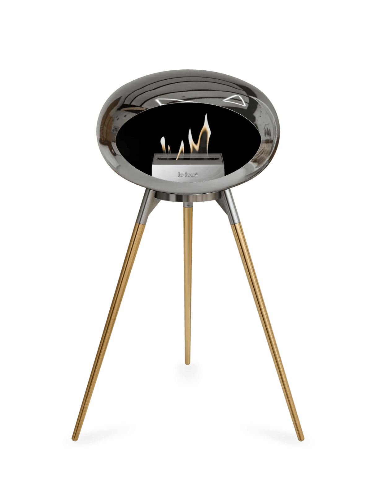 Le Feu - Dome Chromed Silver Ground Wood High - Fireplace - Viva Alfresco