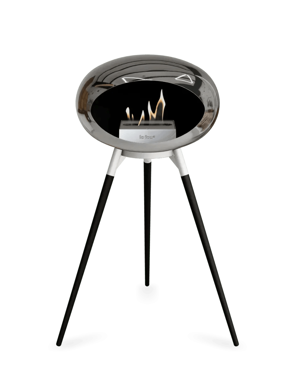 Le Feu - Dome Chromed Silver Ground Wood High - Fireplace - Viva Alfresco