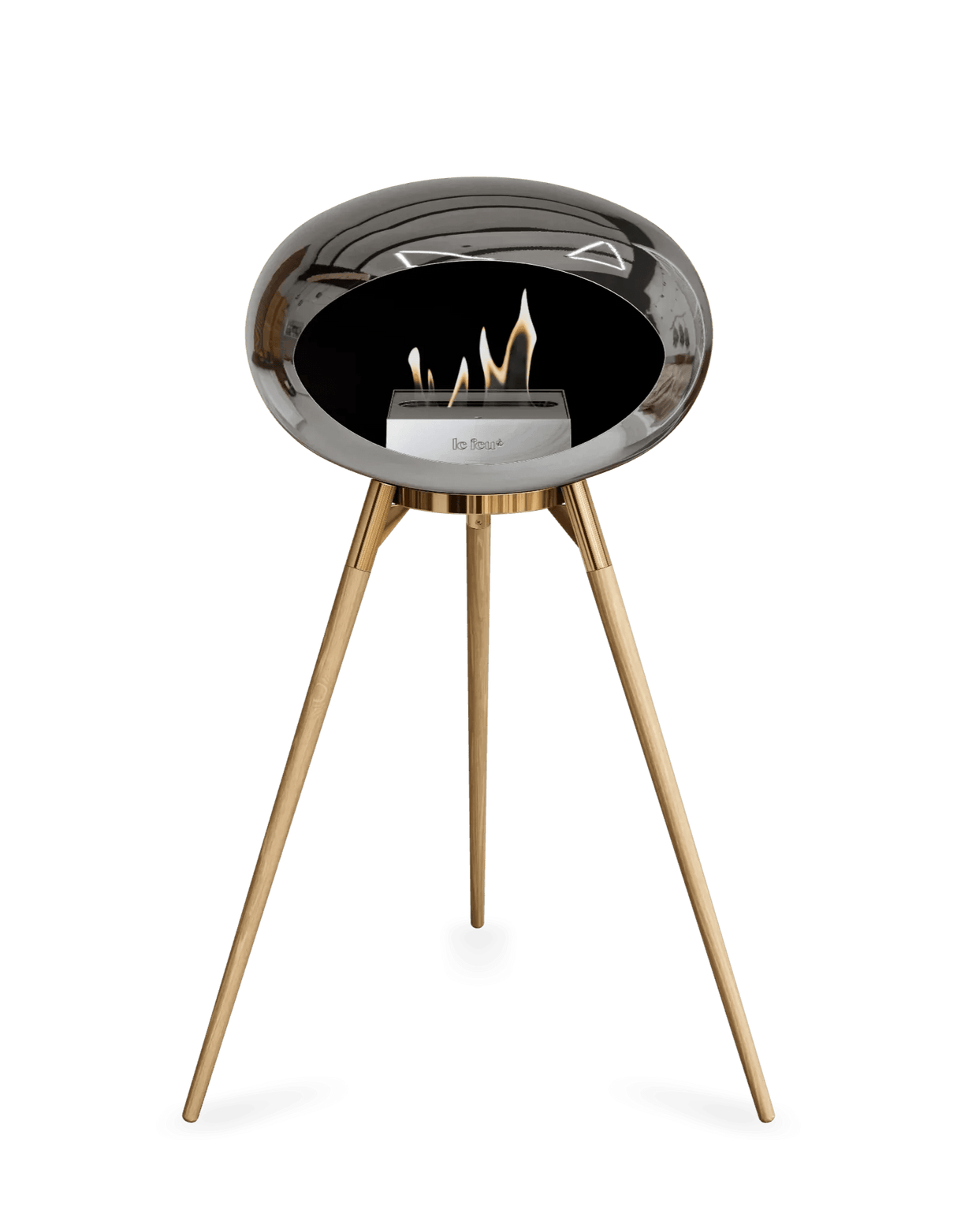 Le Feu - Dome Chromed Silver Ground Wood High - Fireplace - Viva Alfresco