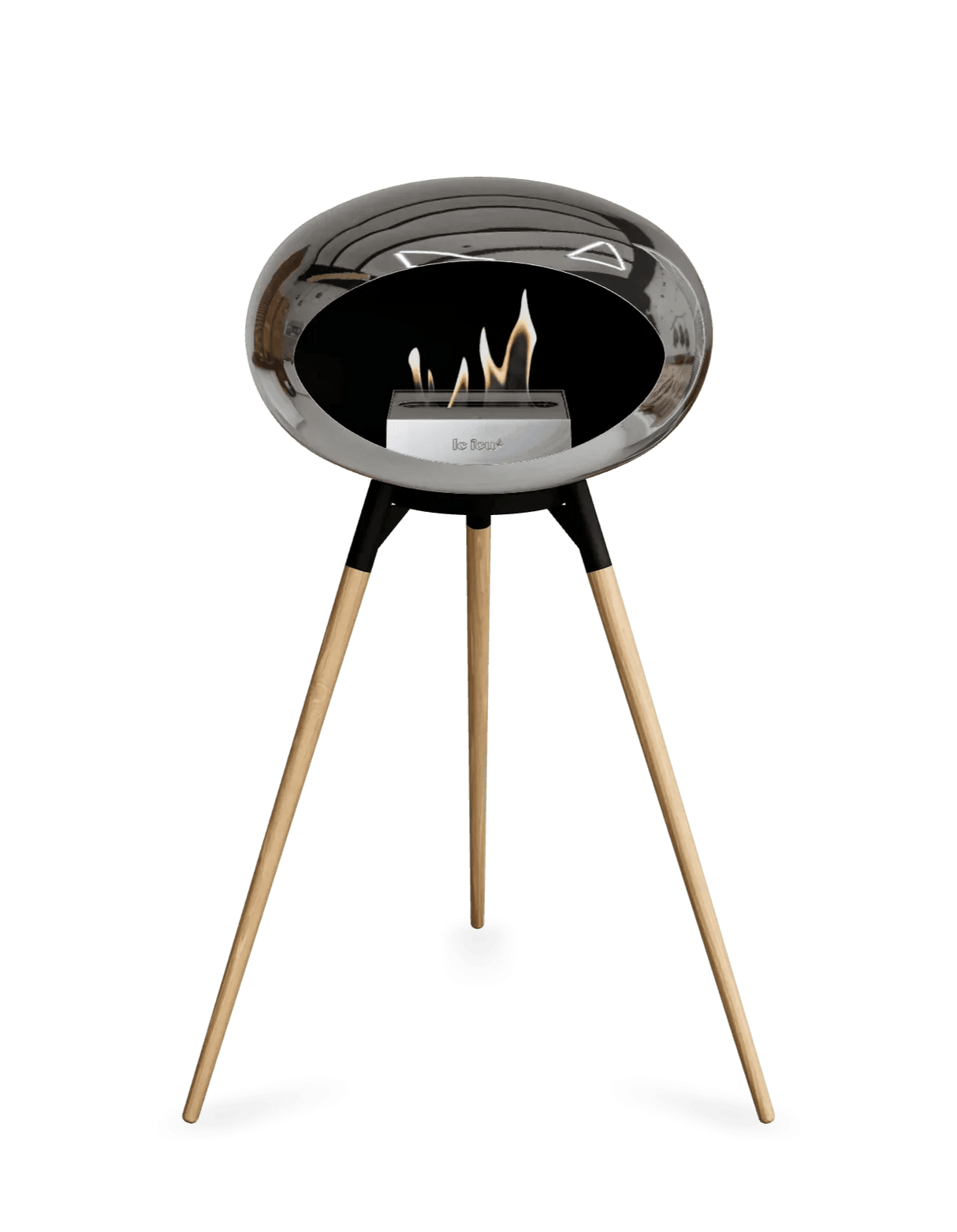 Le Feu - Dome Chromed Silver Ground Wood High - Fireplace - Viva Alfresco