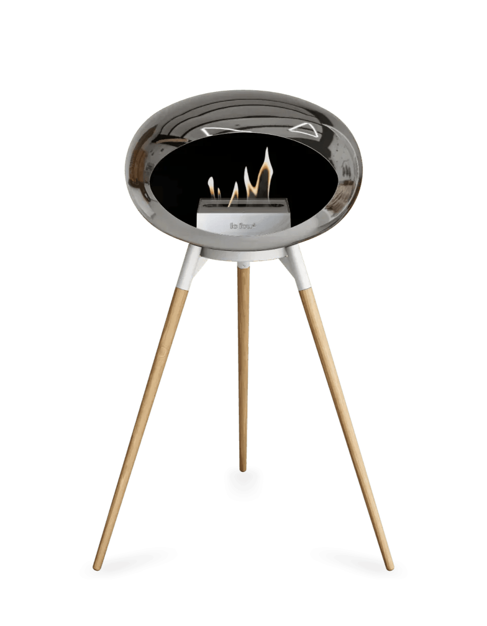 Le Feu - Dome Chromed Silver Ground Wood High - Fireplace - Viva Alfresco