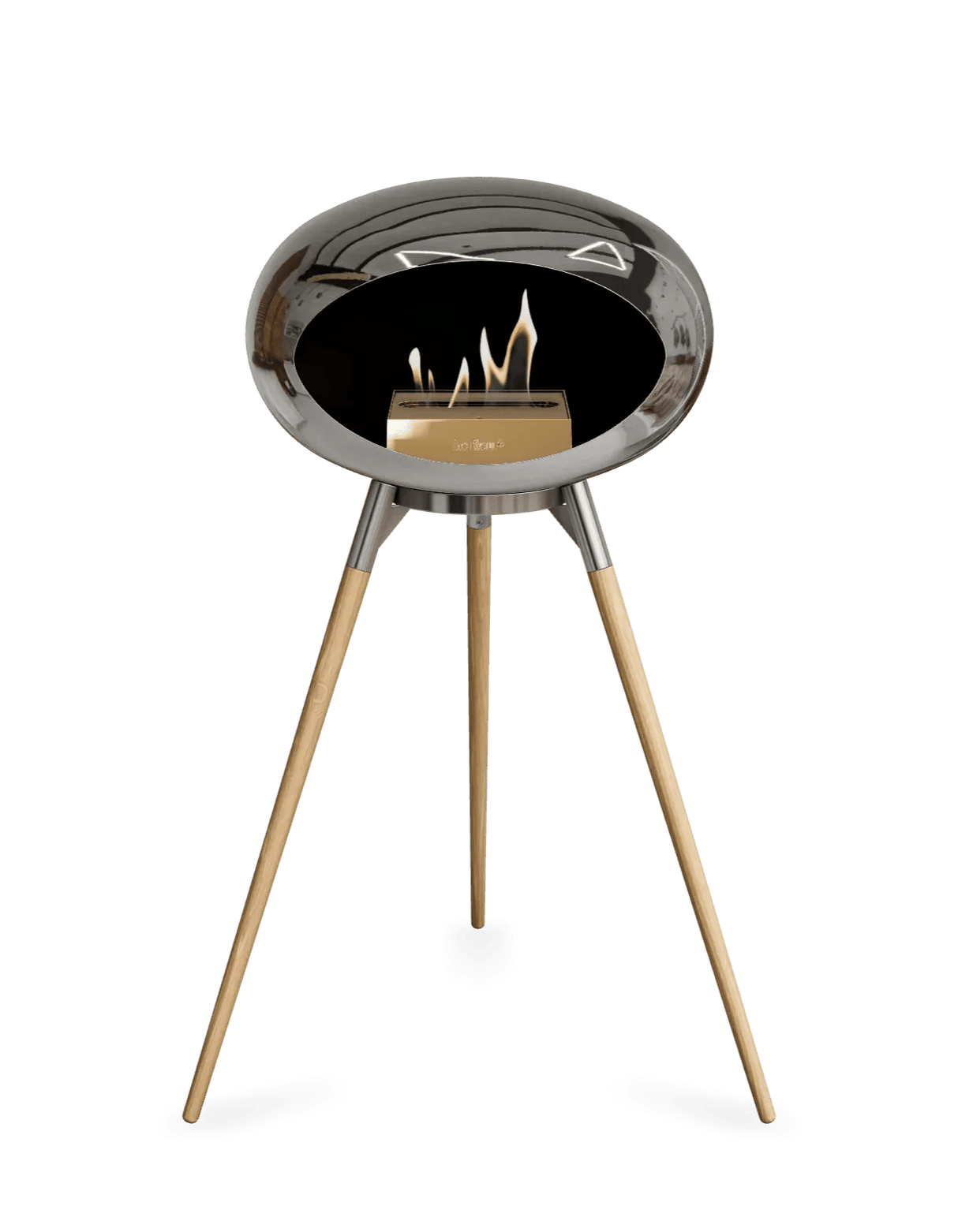 Le Feu - Dome Chromed Silver Ground Wood High - Fireplace - Viva Alfresco