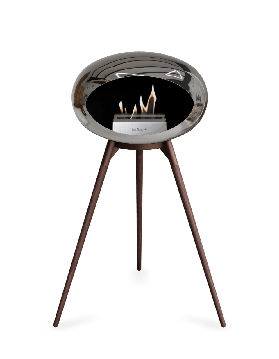 Le Feu - Dome Chromed Silver Ground Wood High - Fireplace - Viva Alfresco