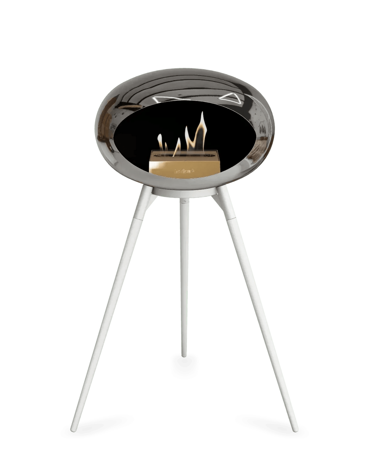 Le Feu - Dome Chromed Silver Ground Wood High - Fireplace - Viva Alfresco