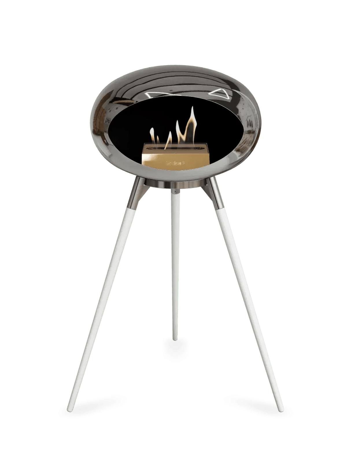 Le Feu - Dome Chromed Silver Ground Wood High - Fireplace - Viva Alfresco