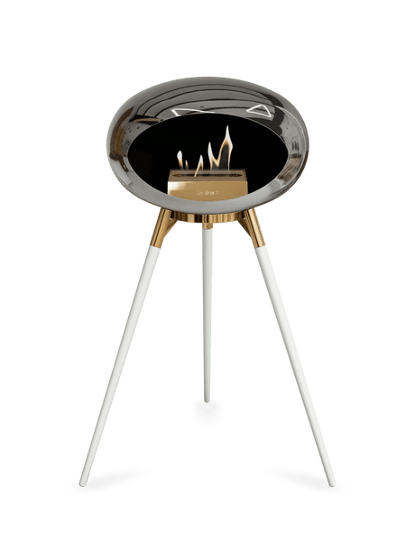 Le Feu - Dome Chromed Silver Ground Wood High - Fireplace - Viva Alfresco