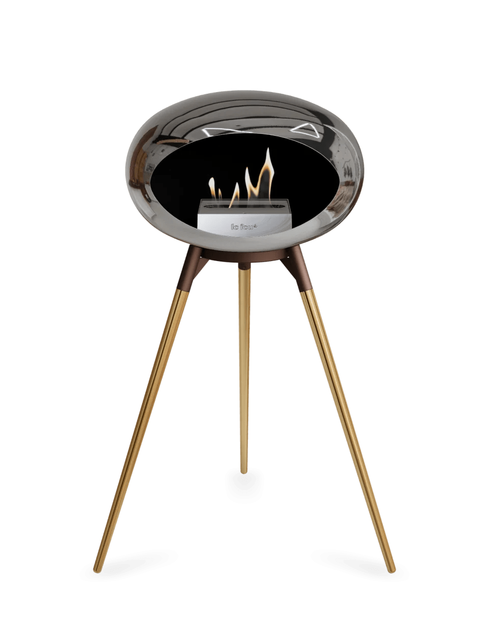 Le Feu - Dome Chromed Silver Ground Wood High - Fireplace - Viva Alfresco