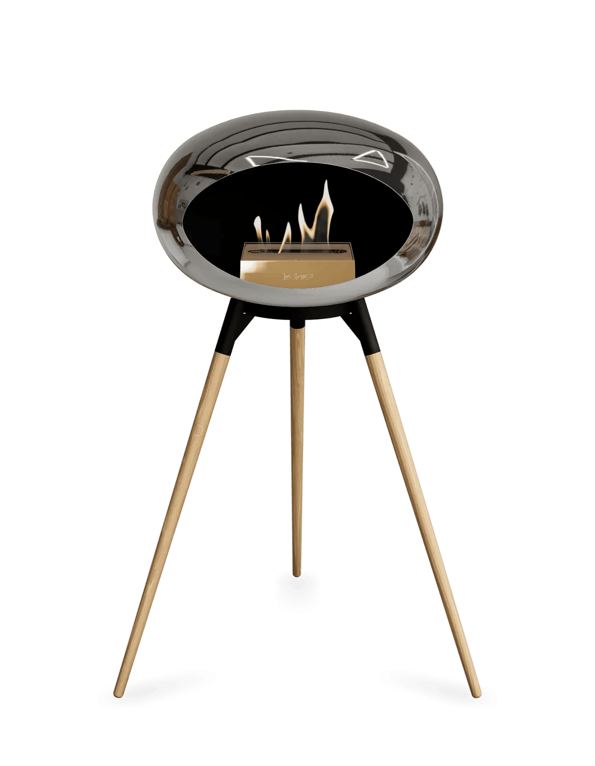 Le Feu - Dome Chromed Silver Ground Wood High - Fireplace - Viva Alfresco