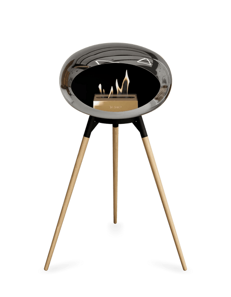 Le Feu - Dome Chromed Silver Ground Wood High - Fireplace - Viva Alfresco