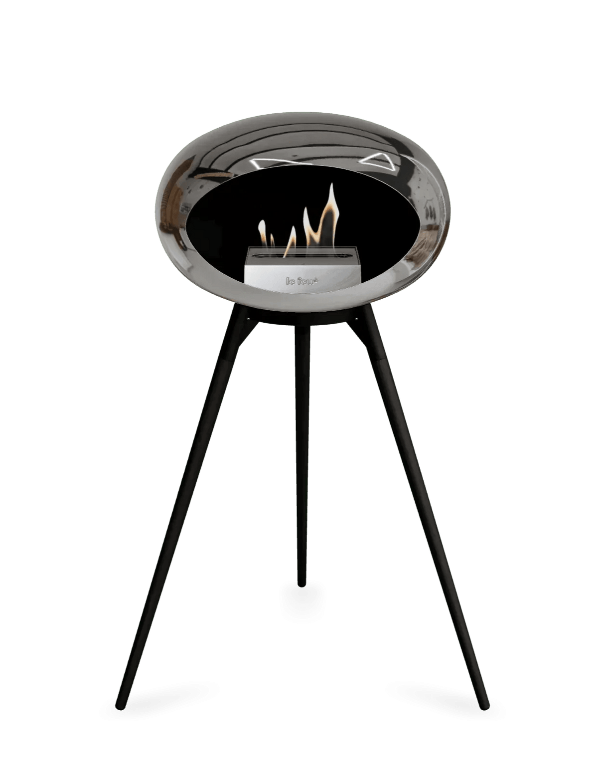 Le Feu - Dome Chromed Silver Ground Wood High - Fireplace - Viva Alfresco