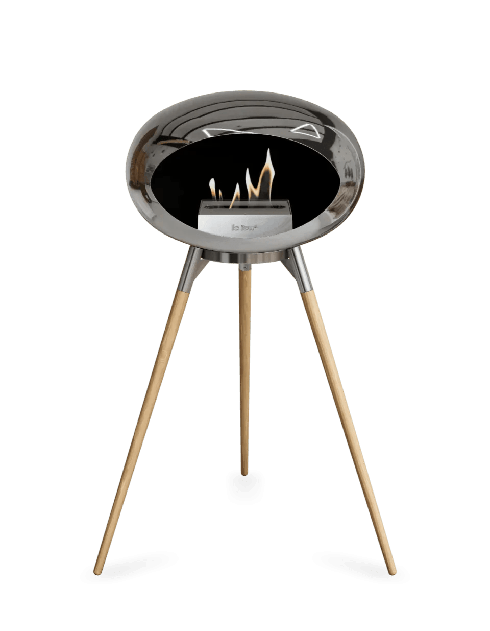 Le Feu - Dome Chromed Silver Ground Wood High - Fireplace - Viva Alfresco