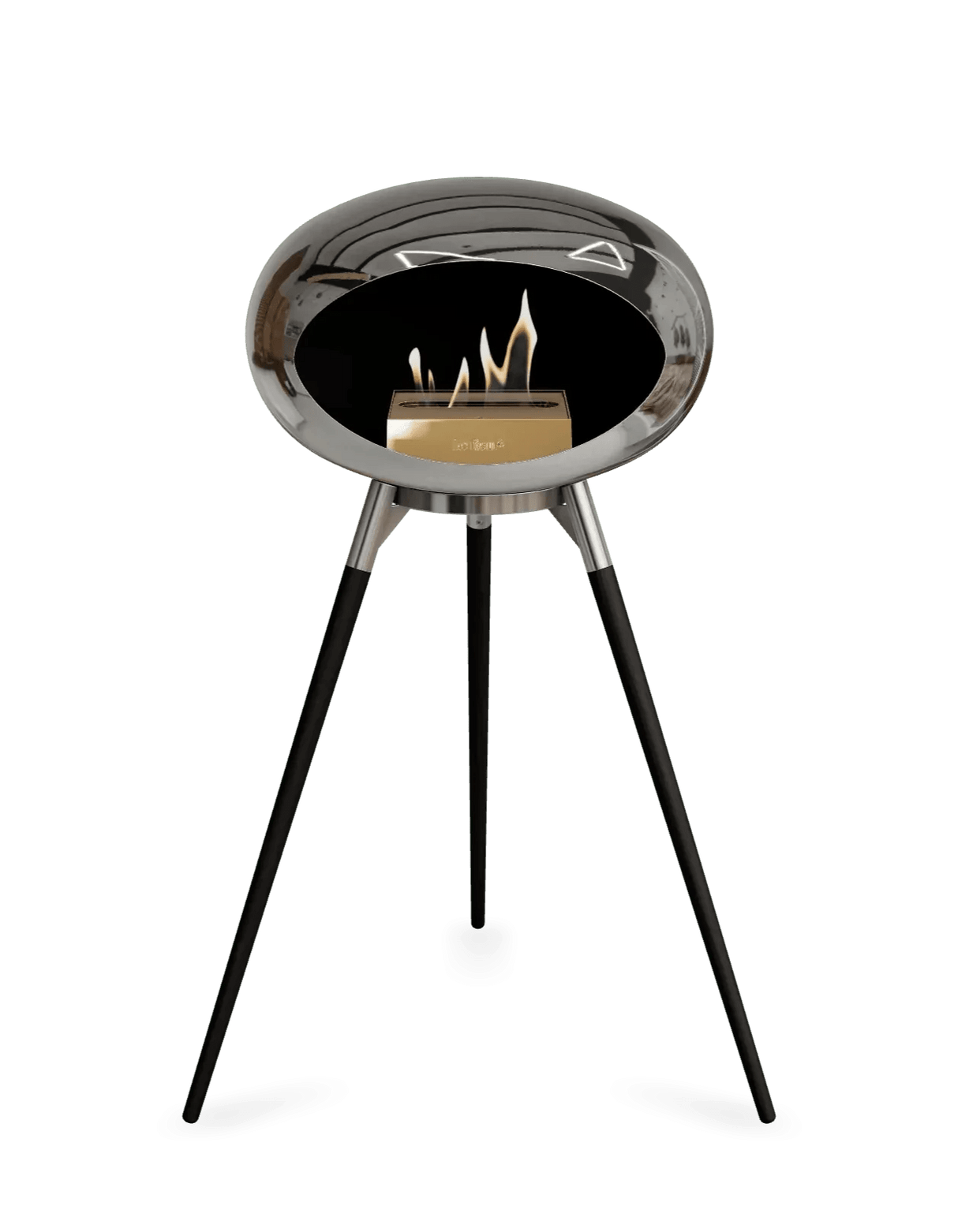 Le Feu - Dome Chromed Silver Ground Wood High - Fireplace - Viva Alfresco