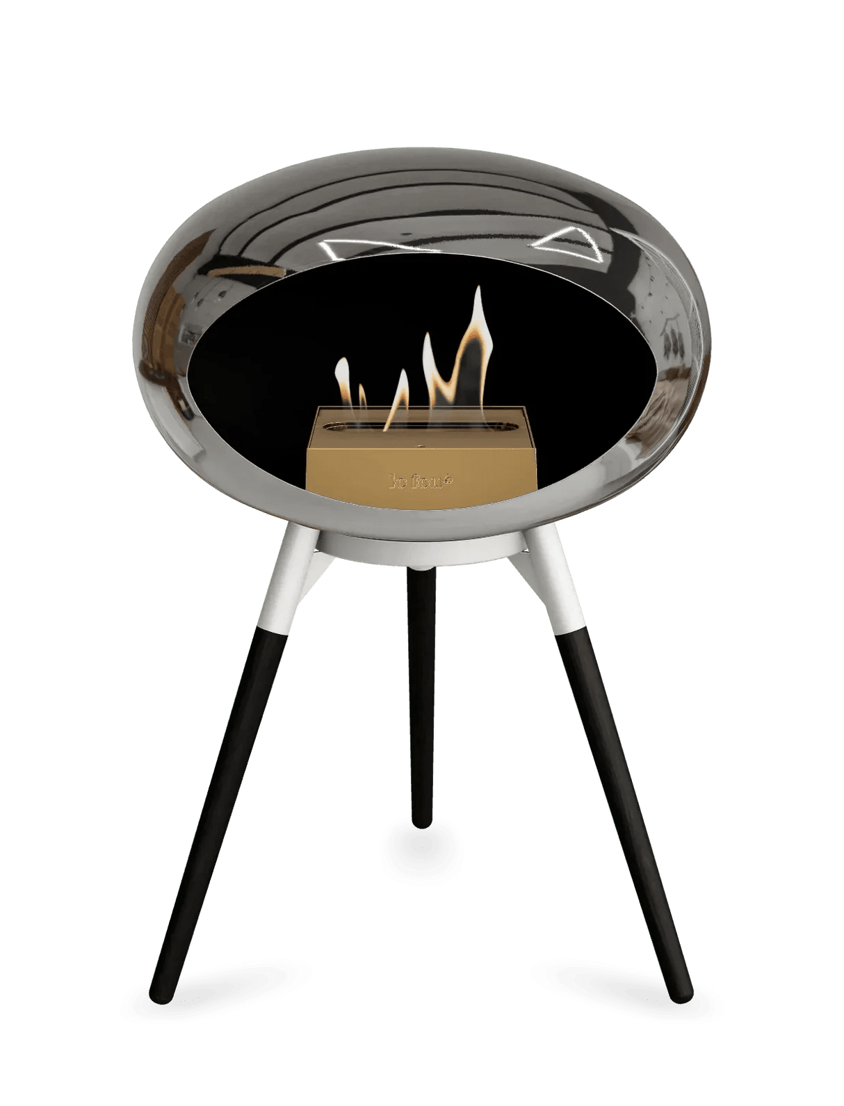 Le Feu - Dome Chromed Silver Ground Wood Low - Fireplace - Viva Alfresco