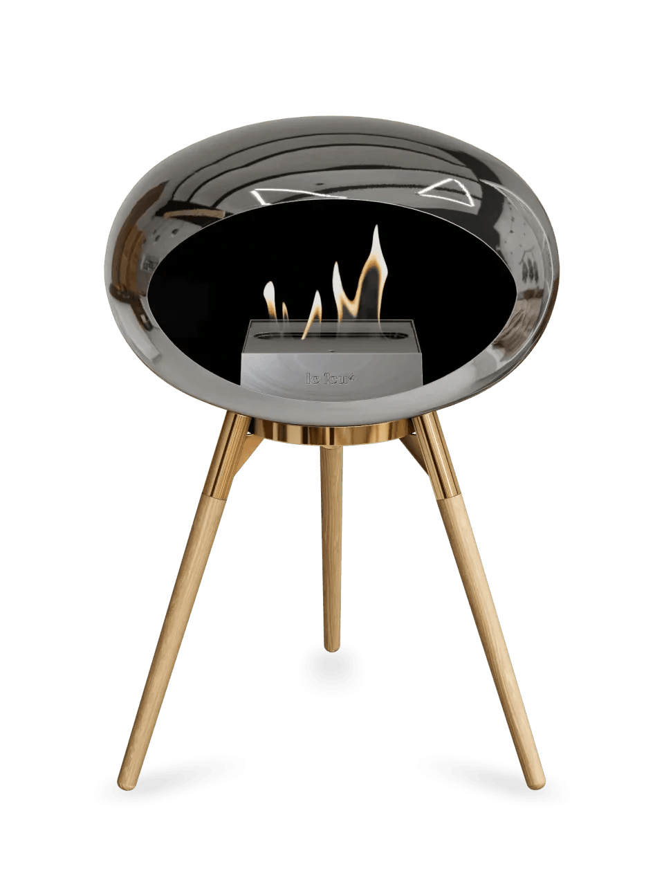 Le Feu - Dome Chromed Silver Ground Wood Low - Fireplace - Viva Alfresco