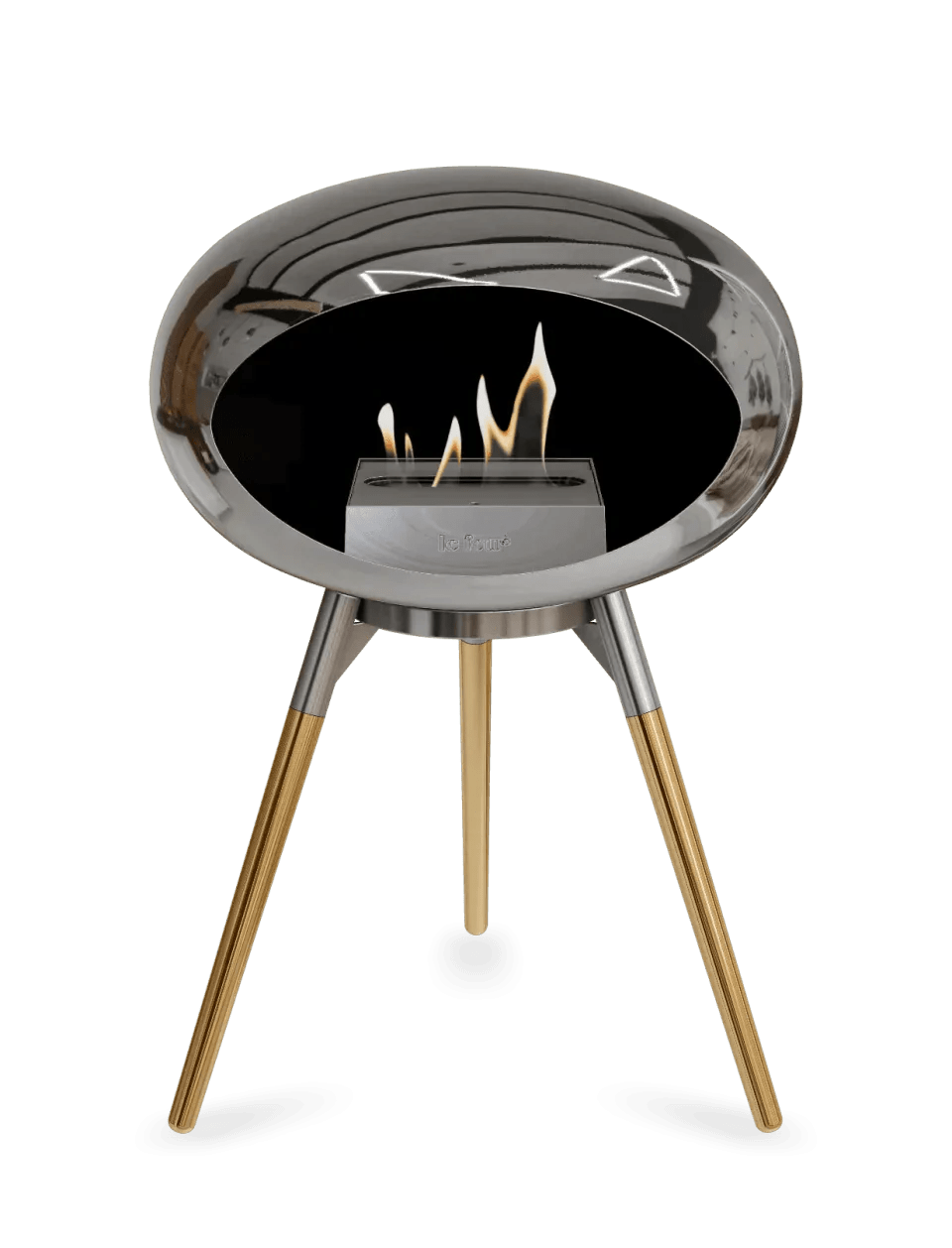 Le Feu - Dome Chromed Silver Ground Wood Low - Fireplace - Viva Alfresco